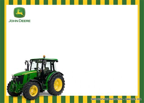 (FREE PRINTABLE) – John Deere Birthday Party Kits Template – FREE Printable Birthday Invitation Templates – Bagvania Tractor Birthday Invitations, John Deere Birthday Party, John Deere Party, John Deere Birthday, Hotwheels Birthday Party, Tractor Birthday Party, 2nd Birthday Party For Boys, Snow White Birthday Party, Tractor Party