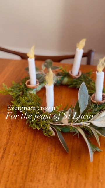 Kelly on Instagram: "🌲 👑 🕯️ Evergreen crown for the Feast of St Lucia and tree candles The story of St Lucia of the girl whom would carry food to the needy, hands full and lighting the way with a crown of candles has captured the heart and imagination of the little one and we cannot wait to bake today and celebrate her feast day tomorrow. Last year I made a basic crown, which I decided to improve on this year. I took off the old candles I made and was left with a wire hoop, which I had wrapp St Lucia Crafts Preschool, St Lucia Crown, Saint Lucia Day, Candle Crown, St Lucia Day, Tree Candles, Lighting The Way, Crown Crafts, Old Candles