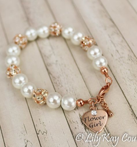 Rose Gold Flower Girl Bracelet Flower Girl Jewelry Rose Gold Pearl Set Rose Gold Pearl Jewelry Set Rose Gold Flower Girl Bracelet Mini Bride Rose Gold Flower Shaped Bracelets For Wedding, Rose Gold Pearl Charm Jewelry For Wedding, Rose Gold Flower Girl Dress, Rose Gold Wedding Bracelets With Pearl Charm, Mini Bride, Flower Girl Jewelry Set, Gold Flower Girl, Jewerly Bracelets, Girls Tulle Dress