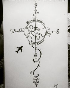 With “watch our words spread hope like fire” Arte Doodle, Arrow Tattoo, E Tattoo, Diy Tattoo, Travel Tattoo, Compass Tattoo, A Drawing, Baccarat, Tattoo Sketches