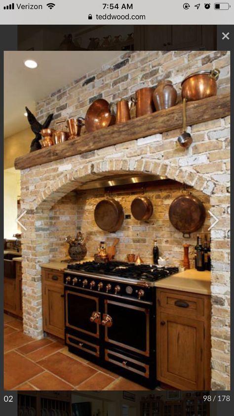 Stone Country Kitchen, Old World Italian Kitchen, Stone Stove Surround Kitchen, 11 Ft Kitchen Island, Tuscany Style Kitchen, Italian Style Kitchen Tuscany, Old World Style Kitchen, Old World Kitchen Ideas, Rustic Stone Kitchen