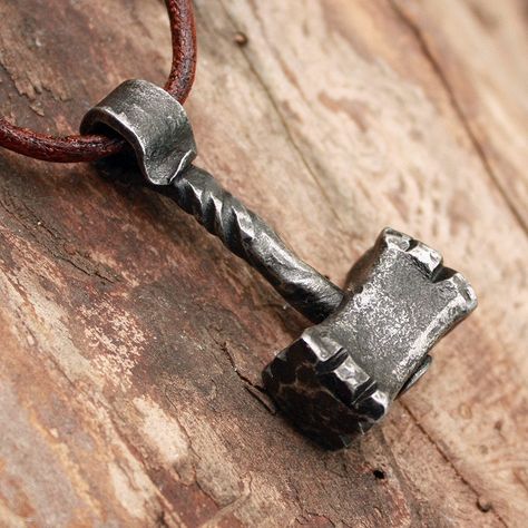 Forged Iron Handmade Heavy Thor Hammer Vikings от MAGICrebEL Wood Hammer, Thor Mjolnir, Thor's Hammer Mjolnir, Hammered Necklace, Iron Jewelry, Thor Hammer, Iron Pendant, Viking Pendant, Metal Working Projects