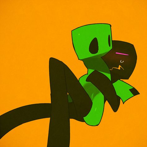 Creeper Human Fanart, Endermen Fan Art, Minecraft Enderman Art, Female Enderman, Creeper X Enderman, Enderman Pfp, Creeper Costume, 80s Cartoon Characters, Minecraft Comics