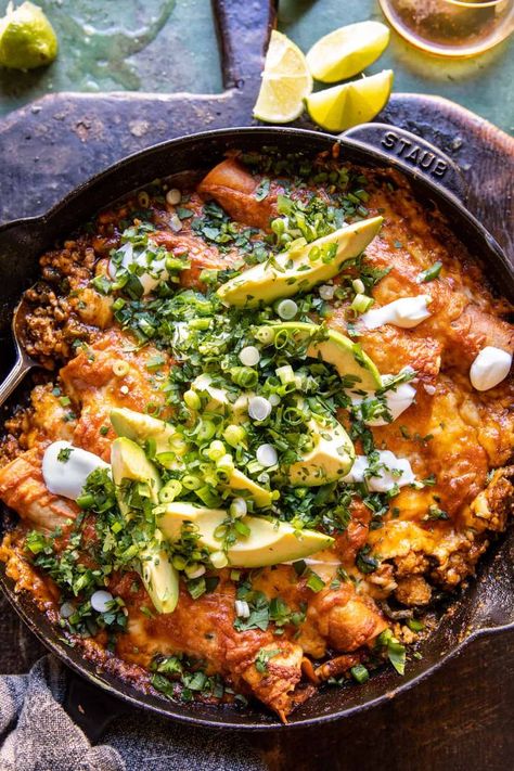 https://www.halfbakedharvest.com/buffalo-ranch-chicken-enchilada-bake/ Lean Meat Recipes Clean Eating, Oven Bake Dinner Ideas, Half Baked Harvest Recipes Dinners, Half Baked Harvest One Skillet, Half Baked Harvest Recipes Desserts, Spinach Ramen, Spring Meal Ideas, Ranch Chicken Enchiladas, One Skillet Chicken