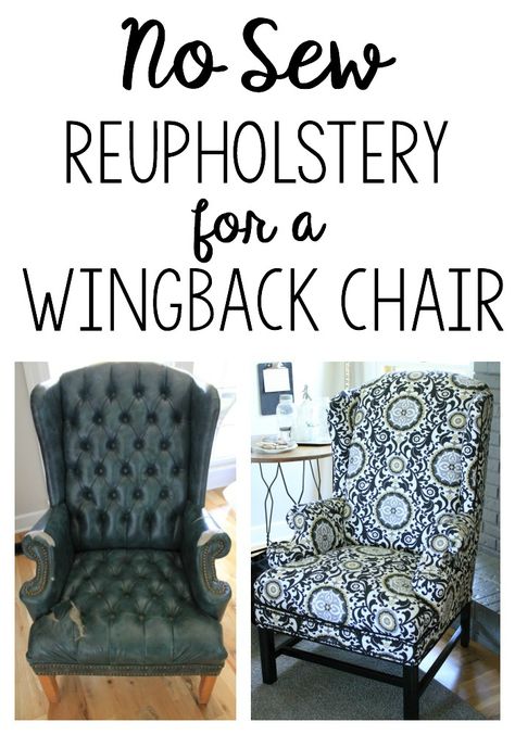 Here's how I took an eyesore of an old armchair and turned it into a showpiece -my no sew method to reupholster a wingback chair. Reupholster Couch Diy, Reupholster Chair Diy, Reupholster Couch, Upholstered Chairs Diy, Diy Furniture Upholstery, Reupholster Chair Dining, Furniture Reupholstery, Reupholster Chair, Furniture Fix