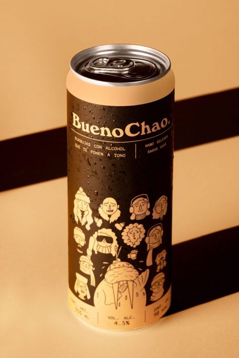 Studio Futura created a fun brand identity and packaging range for Bueno Chao Can Branding, Energy Drinks Packaging, Cool Illustration, Alcoholic Beverage, Hard Seltzer, Drinks Design, Brand Guide, Coffee Packaging, Beverage Packaging