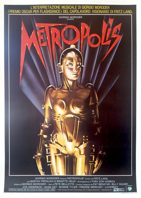 "Metropolis" #Original Film Poster from #Italy, 1984, 55" x 39" Restored & linen-backed. Ask about poster restoration services! Metropolis Robot, Metropolis Movie, Metropolis Poster, Metropolis 1927, Adam Ant, Foreign Movies, Pat Benatar, Fritz Lang, Original Movie Posters