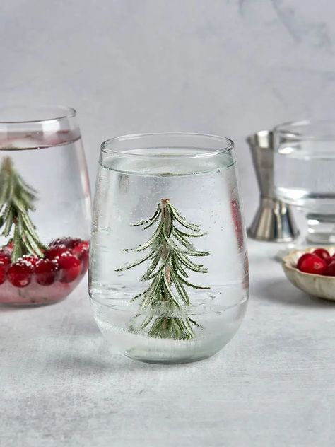 Snow Globe Cocktail | Ain't Too Proud To Meg Snow Globe Cocktail, Fun Christmas Cocktails, Holiday Theme Food, Holiday Mocktail, Charcuterie Gifts, Rosemary Simple Syrup, Sugared Cranberries, New Year's Food, Christmas Cocktail