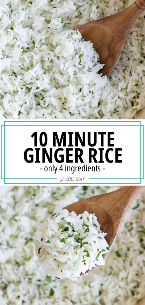 Ginger Rice Recipe Ginger Garlic Rice, Long Grain White Rice Recipes, Asian White Rice, Simple Asian Rice, Ginger Rice Recipe, Green Rice Recipe, Rice Ideas, Kid Friendly Vegetarian Recipes, Asian Cuisine Recipes