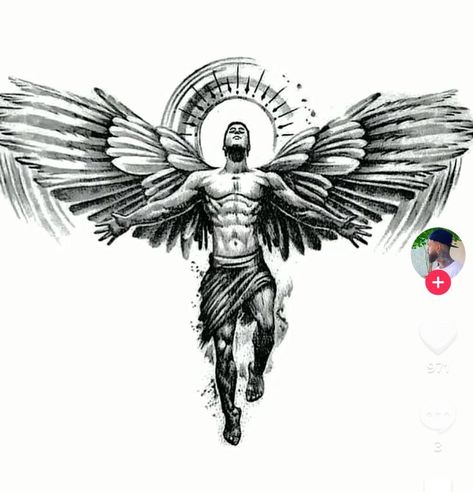 Eye With Wings Tattoo Design, Upper Back Tattoo Men Ideas, Back Tattoos For Guys Upper, Angel Warrior Tattoo, Angel Back Tattoo, Tato Mandala, Guardian Angel Tattoo Designs, Chest Tattoo Drawings, Warrior Angel