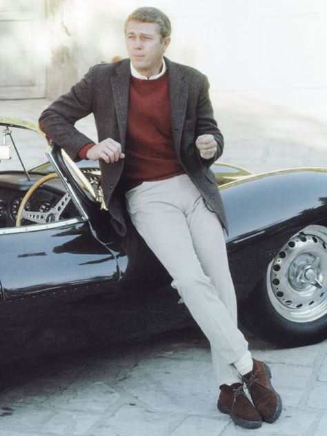 Steve McQueen’s Style: 20 Of His Most Stylish Moments | FashionBeans Craftsman Clothing, Steve Mcqueen Cars, Mcqueen Outfit, 1960s Fashion Mens, Actor Steve Mcqueen, Steve Mcqueen Style, Steven Mcqueen, Steve Mc, Ivy League Style