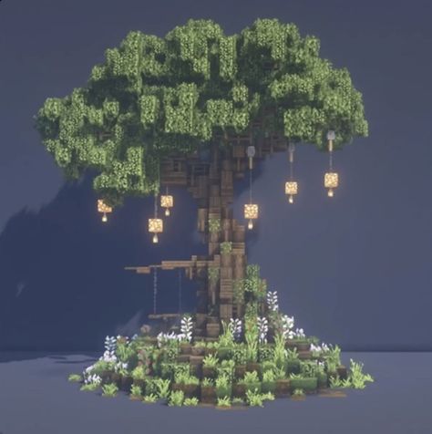 Oasis Minecraft, Minecraft Oasis, Tree Minecraft, Villa Minecraft, Minecraft Tree, Minecraft Garden, Minecraft House Plans, Minecraft Farm, Minecraft Cottage