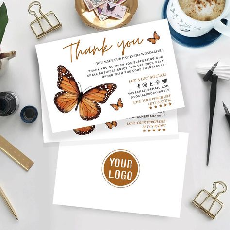 22.71US $ |DIY Business Thank You Cards With Butterfly Stickers Editable & Printable Double Sides Cards With Logo for Small Business| | - AliExpress Butterfly Stickers, Business Thank You Cards, Card Business, Business Thank You, Best Perfume, Logo Sticker, Diy Business, Business Card Design, Business Card