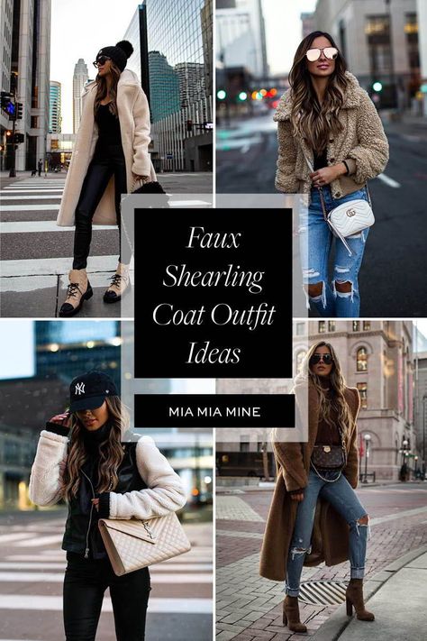 A faux shearling coat or teddy bear coat is a winter must-have. Click through to see ways to style a teddy bear coat, shearling jacket styles, winter coat styling, and casual winter outfits. #womensfashion #wintertrends #style #casualootd Faux Shearling Coat Outfit, Bear Coat Outfit, Teddy Bear Coat Outfit, Shearling Coat Outfit, Shearling Jacket Outfit, Moncler Beanie, Teddy Coat Outfit, Coat Outfit Ideas, Coat Styling