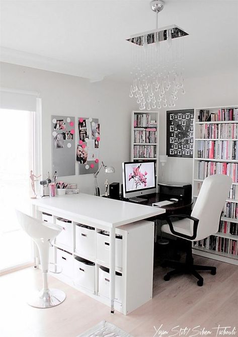 White Desk, Office Crafts, Small Home Office, Craft Room Office, Home Office Space, Decoration Inspiration, Diy Room, Office Room, Room Decorations