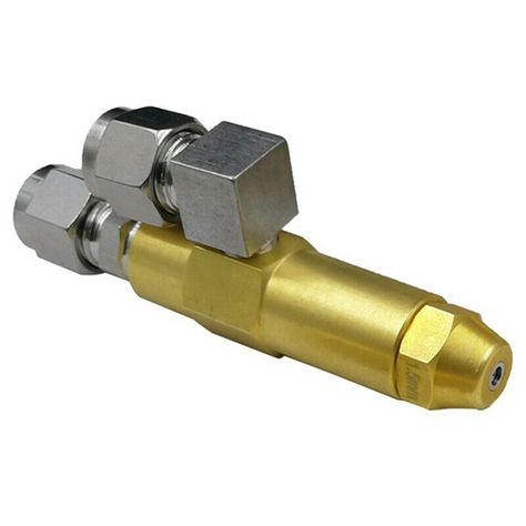 1.5mm Waste Oil Burner Nozzle,Air Atomizing Nozzle,Fuel Oil Nozzle,Full Cone Oil 1. The use of compressed air to swirl inside the tubes and mix the atomized droplets . 2. Can produce tiny Mini particle size mist particles at low pressure and low volume conditions. 3. Can control the air flow and pressure to adjust the spray flow, angle and size granularity. 4. Since the fluid passage has a large, and therefore have a good anti-clogging effect. 5. In the heavy oil, waste oil burner, oil and other Waste Oil Burner, Fuel Oil, Pressure Canning, Crude Oil, Oil Burner, Compressed Air, Kerosene, Low Pressure, Oil Burners