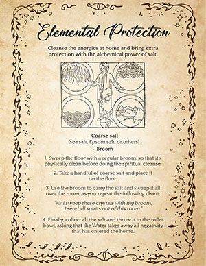 'Elemental Protection': Home-Cleanse Spell with Salt Cast A Circle, Elemental Witch, Cleansing Spell, Fire And Air, Banishing Spell, Good Luck Spells, Easy Spells, Florida Water, Moon Water