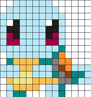 Squirtle Perler Bead Pattern | Bead Sprites | Misc Fuse Bead Patterns Squirtle Perler Bead Pattern, Squirtle Perler, Graph Drawings, Make Your Own Keychain, Hama Beads Pokemon, Psi Patrol, Kandi Cuffs, Pokemon Bead, Pokemon Perler Beads