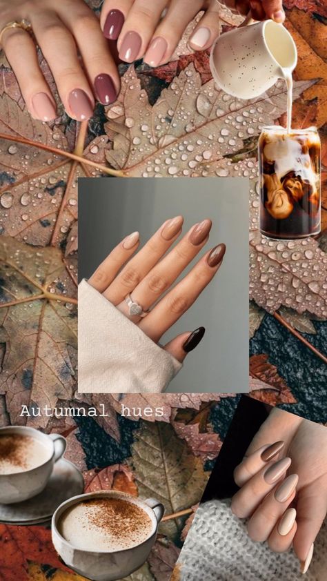 Brown, autumnal colour hues for nail paint, manicure, shellac colours. Latte Nails, Autumn Nails, Coffee Colour, Nail Inspo, Nail Colors, Nails, Coffee