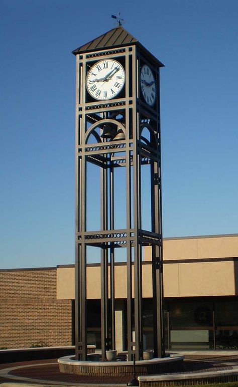 Towers | The Verdin Company Modern Clock Tower, Clocktower Architecture, Community Gathering Space, Tower Clock, Library Signage, Community Gathering, Landscape And Urbanism Architecture, Outdoor Clock, Small Clock