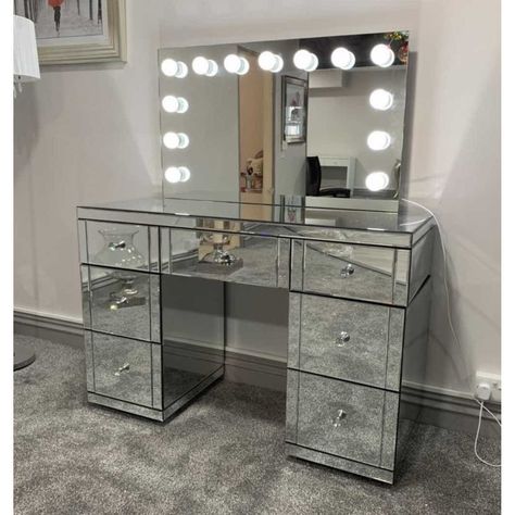 Vanity Dressing Table With Mirror And Lights - Ideas on Foter Dressing Table With Mirror And Lights, New Home Shopping List, Vanity Table With Lights, Glass Dressing Table, Dressing Table Tray, Dressing Table With Drawers, Glass Dresser, Narrow Shelves, Dream Closet Design