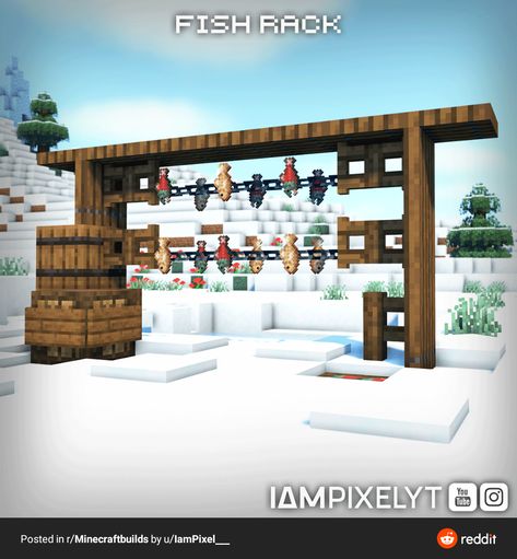 Fish Rack, Sarah Fier, Gta5 Online, Minecraft Interior, Minecraft Blocks, Minecraft House Plans, Minecraft Medieval, Minecraft Christmas, Cute Minecraft Houses