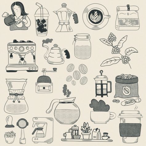 Takeaway Coffee Aesthetic, Coffee Shop Marketing, Coffee Icon, Coffee Aesthetic, Market Shopping, Cute Little Drawings, Market Place, Icon Set, Savannah Chat