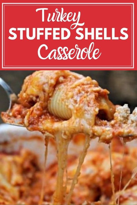 Turkey Stuffed Shells, Shell Pasta Recipes, Turkey Pasta, Potluck Dinner, Fast Dinner Recipes, Stuffed Shells Recipe, Potluck Dishes, Pasta Dinners, Pasta Dinner Recipes