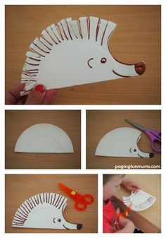 Cute Paper Plate Craft - perfect to practice early scissor skills! Craft Penguin, Vika Papper, Hedgehog Craft, Paper Plate Craft, Preschool Fine Motor, Cute Paper, Scissor Skills, Fine Motor Skills Activities, Aktivitas Montessori