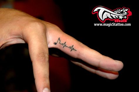 Music Tattoo On Finger, Finger Tattoos Music Note, Music Tattoo Finger, Finger Music Tattoo, Music Note Heartbeat Tattoo, Heartbeat Music Tattoo, Music Finger Tattoo, Music Note Finger Tattoo, Music Heartbeat Tattoo