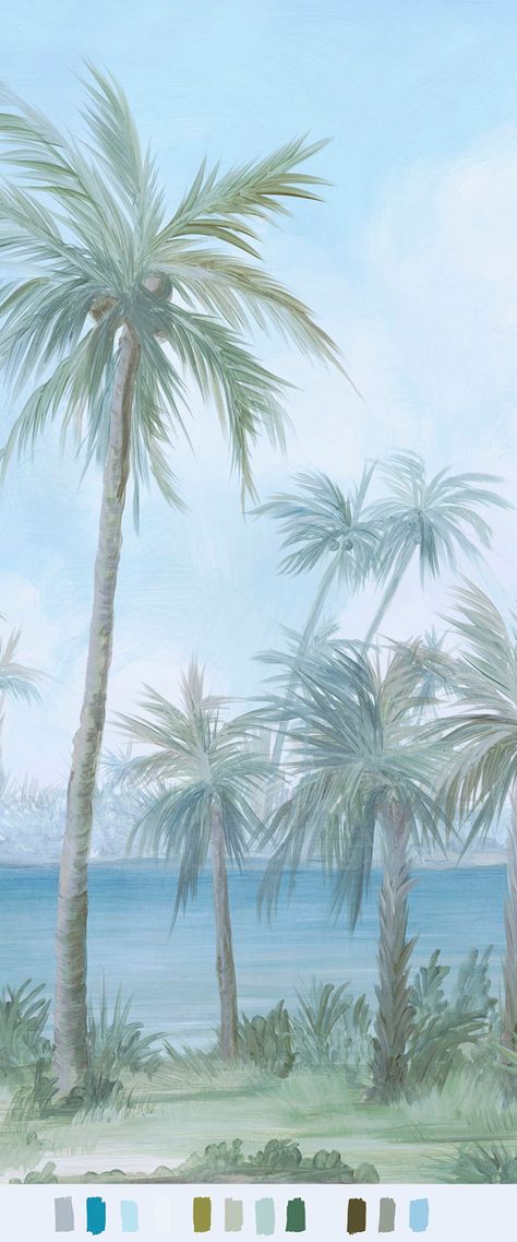 Palm Beach - Breeze Susan Harter, Beach Mural, Scenic Wallpaper, Colorful Murals, Country Walk, Faux Painting, Wallpaper Decor, Plein Air Paintings, House Kitchen