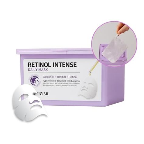 SOME BY MI Retinol Intense Daily Mask - 30 Sheets, 11.8Oz - Mild Korean Retinol Vegan Face Sheet Mask for Glass Skin Routine - Skin Texture, Elasticity and Aging Sign Care - Korean Skin Care Korean Retinol, Some By Mi Retinol, Glass Skin Routine, Retinol Intense, Sheet Face Masks, Brand Mission, Vegan Face Mask, Korean Sheet Mask, Korean Mask