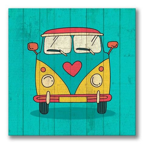 Camper Art, Vw Art, Art Web, Hippie Art, Fine Arts Posters, Museum Art, Canvas Print Wall, Art Sur Toile, Green Yellow