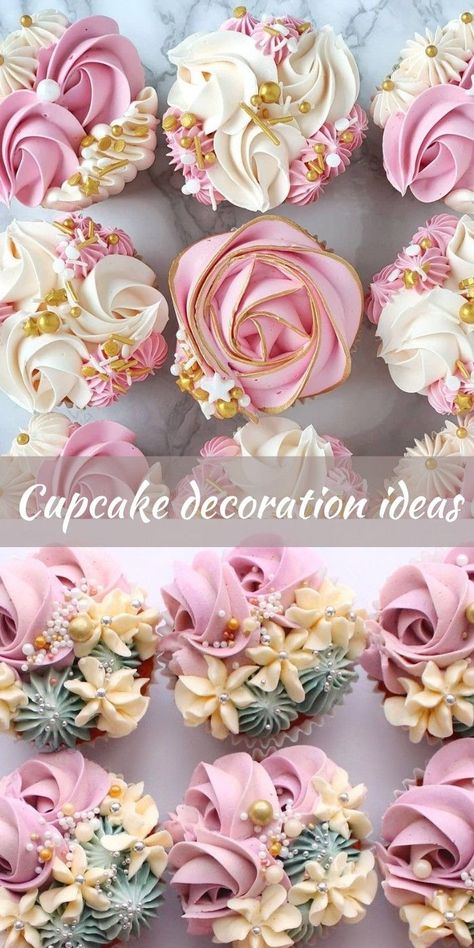 Cupcakes With Fondant Decorations, Fancy Cupcakes Wedding, Quinceanera Cupcakes Ideas, Beautiful Cupcakes Decorating, Cupcakes Decorados Faciles, Fancy Decorated Cupcakes, Cupcake Design Ideas Creative, Elegant Cupcakes Classy, Pink Cupcakes Decoration