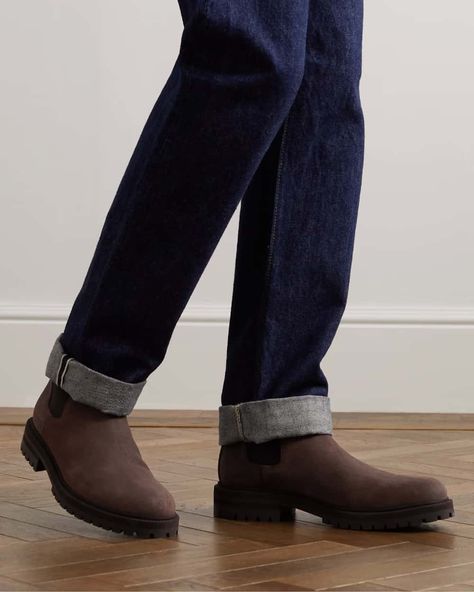 Common Projects Chelsea Boots, Brown Suede Chelsea Boots, Finest Men, Selvedge Denim Jeans, Luxury Boots, Leather Hiking Boots, Brogue Boots, Suede Chelsea Boots, Leather Brogues