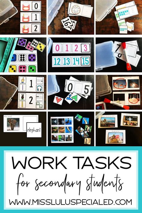 Work Boxes Special Education, High School Classrooms, Vocational Tasks, Middle School Special Education, High School Special Education, Middle School Life, Interactive Student Notebooks, Life Skills Classroom, Sped Classroom