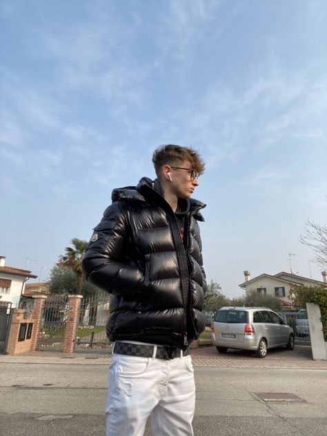 Puffer Vest Outfit Men, Vest Outfits Men, Bubble Jacket Men, I Need A Boyfriend, Puffer Vest Outfit, Moncler Puffer, Pvc Raincoat, Shiny Jacket, Vest Outfit