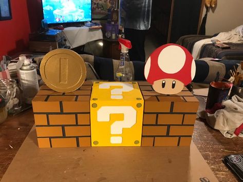 Mario Blocks Diy, Mario Trunk Or Treat, Paper Mario Color Splash, Mario Halloween Costumes, Princess Peach Party, Super Mario Bros Birthday Party, Super Mario Bros Party, Mario Bros Birthday, Mario Bros Party