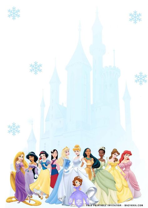 Happy Birthday Disney Princess, Cute Disney Princess, Disney Princess Invitations, Happy Birthday Disney, Princess Birthday Decorations, Princess Birthday Party Invitations, Princess Party Invitations, Birthday Party Invitations Free, Disney Princess Theme