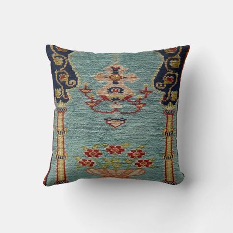 Turkish Kilim Carpet Rug Antique Throw Pillow | Zazzle Interior Design Boards, Carpet Rug, Custom Throw Pillow, Couch Bed, Kilim Pillows, Custom Accessories, Custom Holiday Card, Custom Pillows, Rugs On Carpet