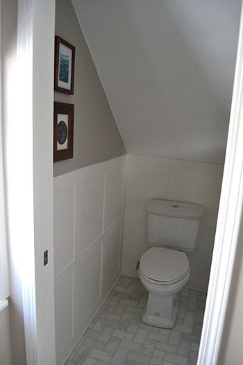 Understairs Toilet, Bathroom Under Stairs, Beautiful Bathroom Designs, Small Toilet Room, Lemon Grove, Attic Design, Attic Bathroom, Over Toilet, Downstairs Toilet