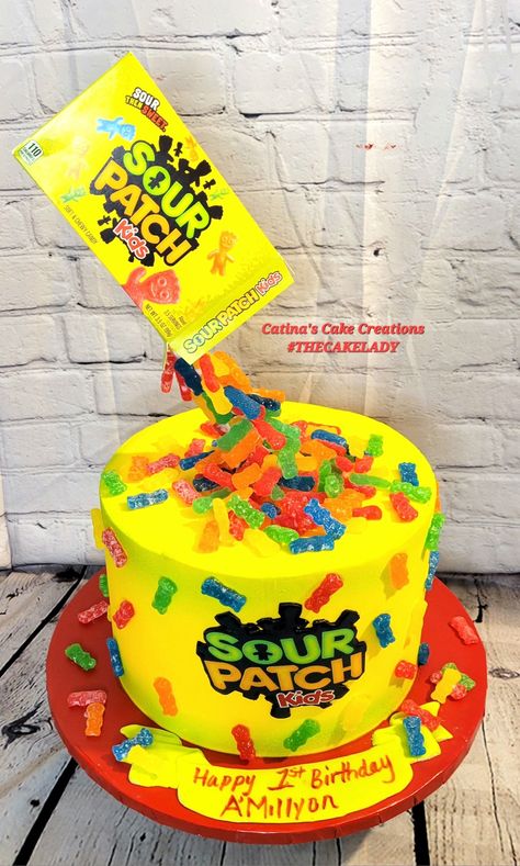 Birthday Cakes For 10 Year Boy, Sour Patch Birthday, Sour Patch Kids Cake, Zoe Cake, Cakes Unique, 9th Birthday Cake, 10 Birthday Cake, Realistic Cakes, Unicorn Birthday Cake