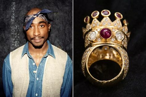 Tupac's Custom Ring Worn During Final Public Appearance Sells for $1M Crown Gold Ring, All Eyez On Me, Crown Gold, Tupac Shakur, Mtv Videos, Ricky Martin, Video Music Awards, Mtv Video Music Award, California Love