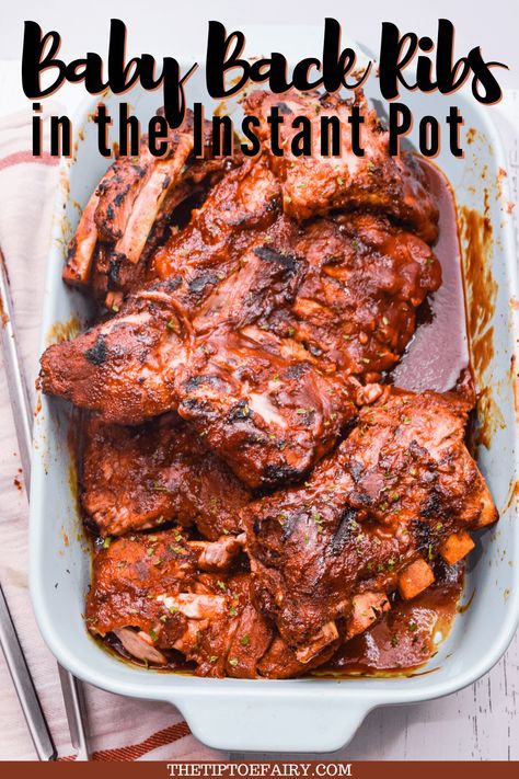 Do you love barbecue? Make tender juicy fall off the bone baby back ribs in the instant pot in about an hour with these easy recipe. #ribs #instantpot #babybackribs #instantpotrecipes #easyrecipes #barbecue #bbq Instant Pot Ribs Pork, Ribs In The Instant Pot, Instapot Ideas, Instant Pot Ribs Recipe, Baby Back Pork Ribs, Easy Pressure Cooker Recipes, Pot Recipes Healthy, Rib Meat, Pork Rib Recipes