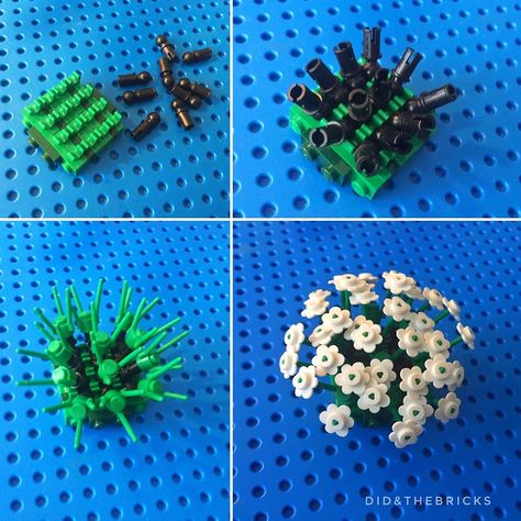 Flower Bushes, Lego Tree, Flower Bush, Lego Wall, Lego Diy, Lego Activities, Lego Trains, Lego Creative, Lego Construction