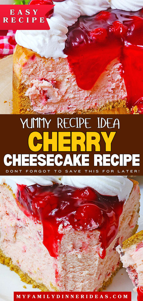 Cherry cheesecake Cherry Cheesecake Recipe, Cherry Cheesecake, Decadent Cakes, Cherry Juice, Cherry Pie Filling, Christmas Sweets, Creamy Cheesecake, Graham Cracker Crumbs, Cherry Pie