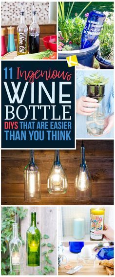 Empty Wine Bottle Crafts, Wine Bottle Upcycle, Glass Bottle Diy Projects, Wine Bottle Tiki Torch, Wine Bottle Project, Liquor Bottle Crafts, Old Wine Bottles, Recycled Wine Bottles, Recycled Wine Bottle