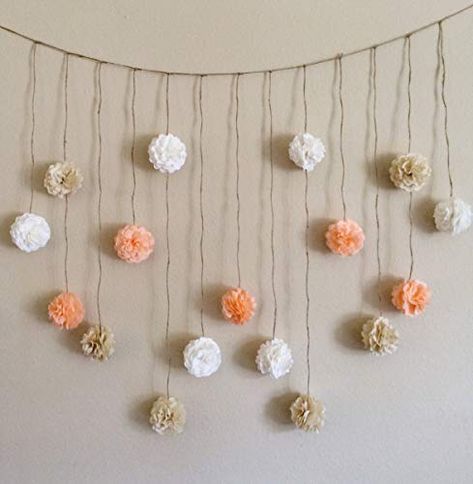 Tissue Paper Flowers Wedding, Diy Wedding Garland, Wedding Table Garland, Paper Flower Garlands, Diy Pom Poms, Paper Pom Poms, Diy Bebe, Paper Flowers Wedding, Pom Pom Garland