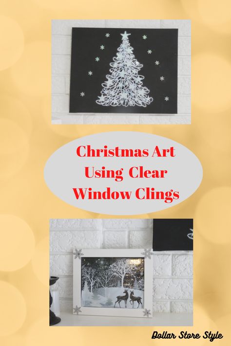 Diy Window Clings, Tall Christmas Trees, Wall Clings, Snowflake Sticker, Inexpensive Christmas, Craft Iron, Clear Windows, Black Acrylic Paint, Traditional Frames