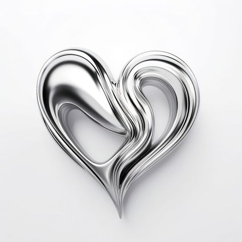 A heart jewelry silver shape. AI generated Image by rawpixel. | premium image by rawpixel.com / audi Silver Icons, 3d Chrome, Metal Tattoo, Chrome Material, Photos For Profile Picture, Heart Shaped Jewelry, Desenho Tattoo, Silver Chrome, Abstract Tattoo